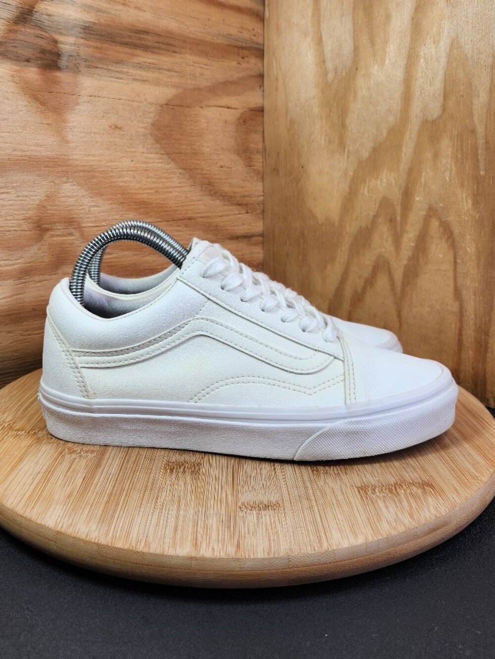 Vans Old Skool 2 Toned White Leather Sneakers Size 7.5